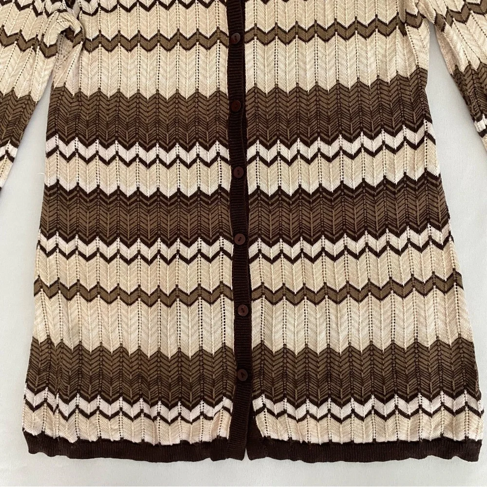 Emanuel Ungaro Women’s Cardigan Sweater Large Chevron Designer Quiet Luxury